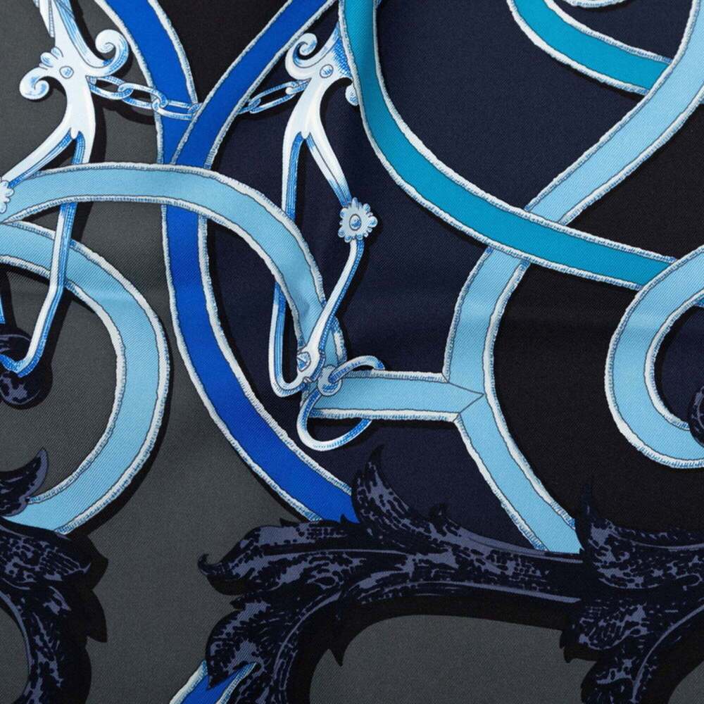 HERMES Blue Silk Scarf - Picture 5 of 9